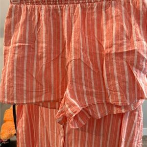 Aerie Pink and White High Waist Striped Shorts